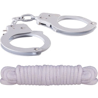 Sinful Metal Cuffs W/keys Love Rope Whit