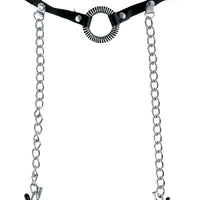 Ffle O Ring Gag and Nipple Clamps Black