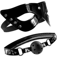 Ffle Masquerade Mask and Ball Gag Black