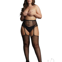 High Waist Garterbelt Stockings Qn Blk