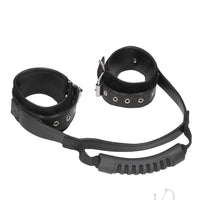 Ouch Bond Leather Hand Cuff W/handle Blk