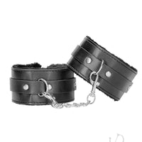 Ouch Plush Bond Leather Ankle Cuffs Blk