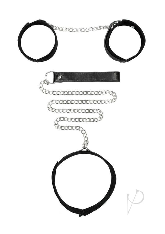 Ouch Velcro Collar Leash Hand Cuffs Blk