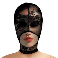 Ms Lace Seduction Lace Bondage Hood Blk