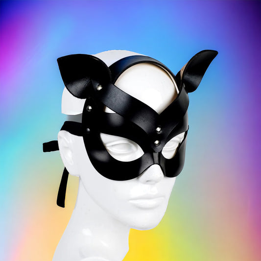 Cat Mistress Leather Black Eye Mask