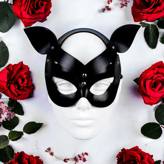 Cat Mistress Leather Black Eye Mask