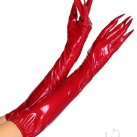 Leg Avenue Vinyl Claw Gloves - Medium - Red