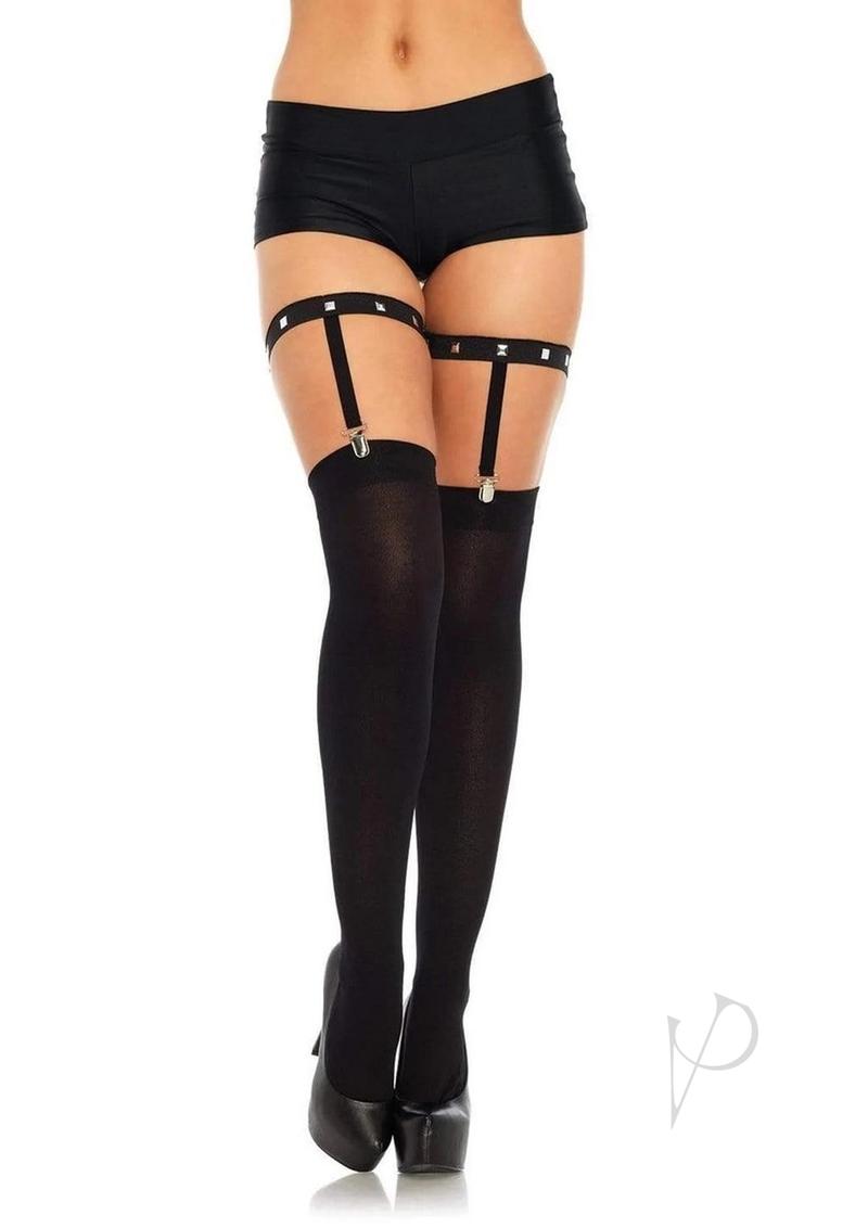 Studded Elastic Garter Suspender Os Blk