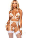 Eyelash Bra Garter Gstring 4pc Os Wht