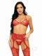 Rhinestone Bra Gstring Garter 3pc Os Red