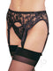 Lace Garter Thong 2pc Plus Black