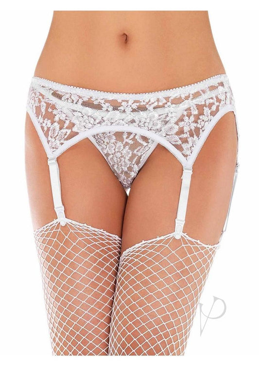 Lace Garter Belt W/ Thong Ps White