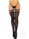 Nylon Op Thigh Highs Heart Garter Os Blk